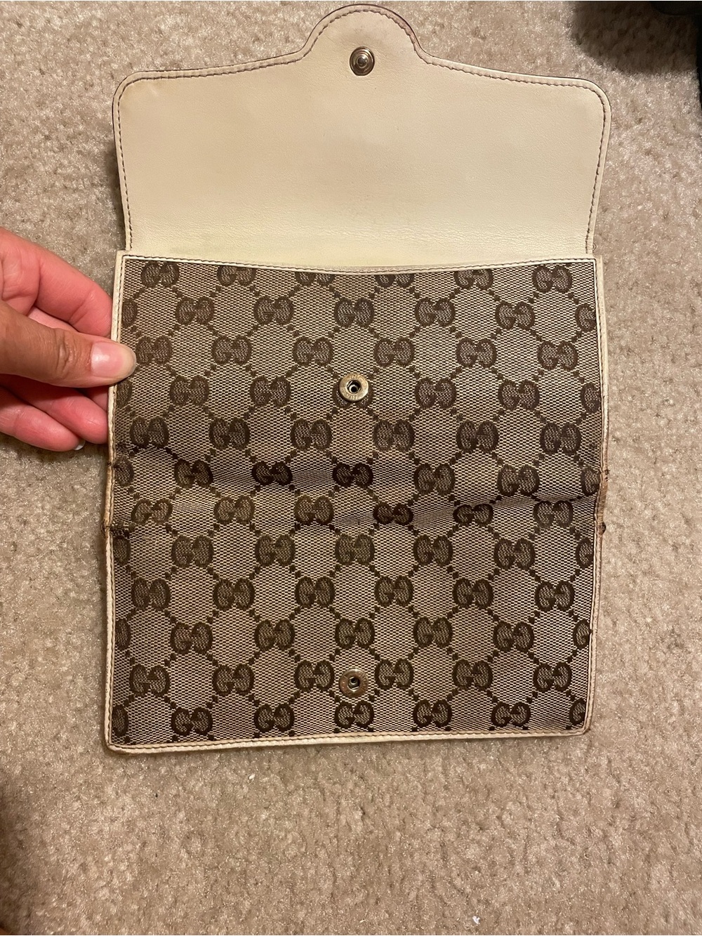 Gucci GG Canvas Horsebit Long Wallet Cream Brown Flap Wallet - Picture 3 of 11